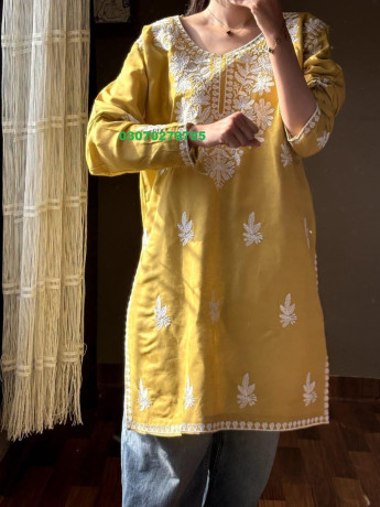 elegant-yellow-embroidered-linen-kurta-1-pc-for-women-in-multan-03070279795-big-0