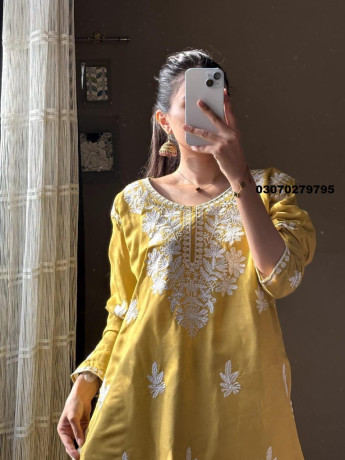 elegant-yellow-embroidered-linen-kurta-1-pc-for-women-in-multan-03070279795-big-1